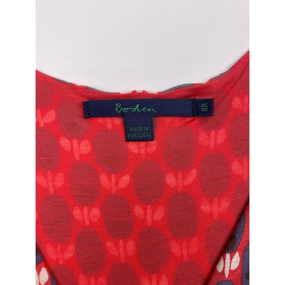 Boden Red & Navy Geometric Print Midi Dress Size 8R - Picture 6 of 9